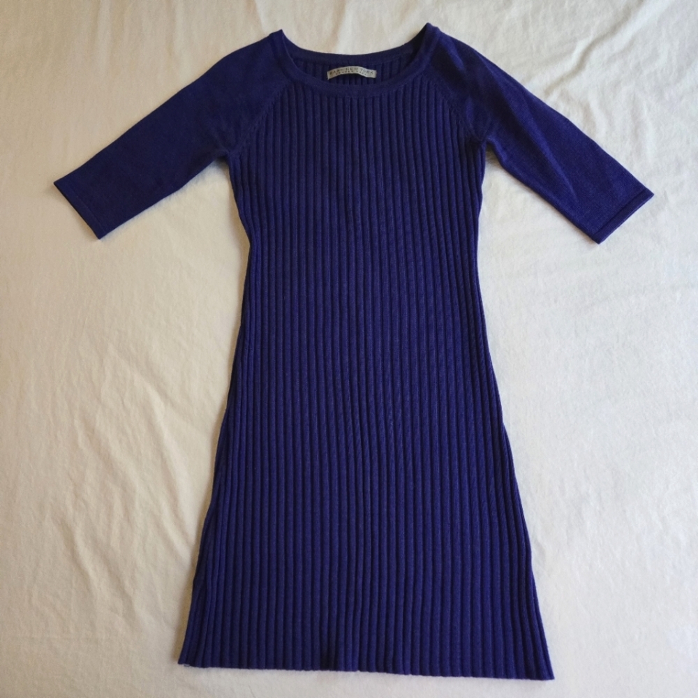 Marc New York Ribbed Wool Blend Sweater Dress Royal Purple Blue
